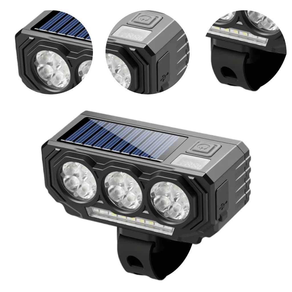 Lanterna bicicleta alta luminosidade, 15 LEDs, feixe alto/baixo, rotativa, à prova d’água, ciclismo noturno estrada/MTB