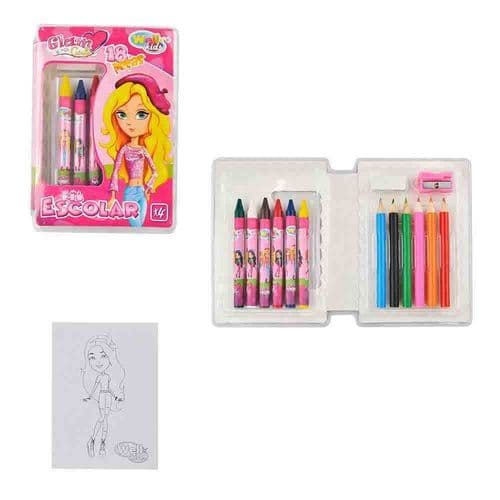 Estojo Infantil Escolar Glam Girl 18 Peças Diversão Garantida Estoque BR – WELLMIX