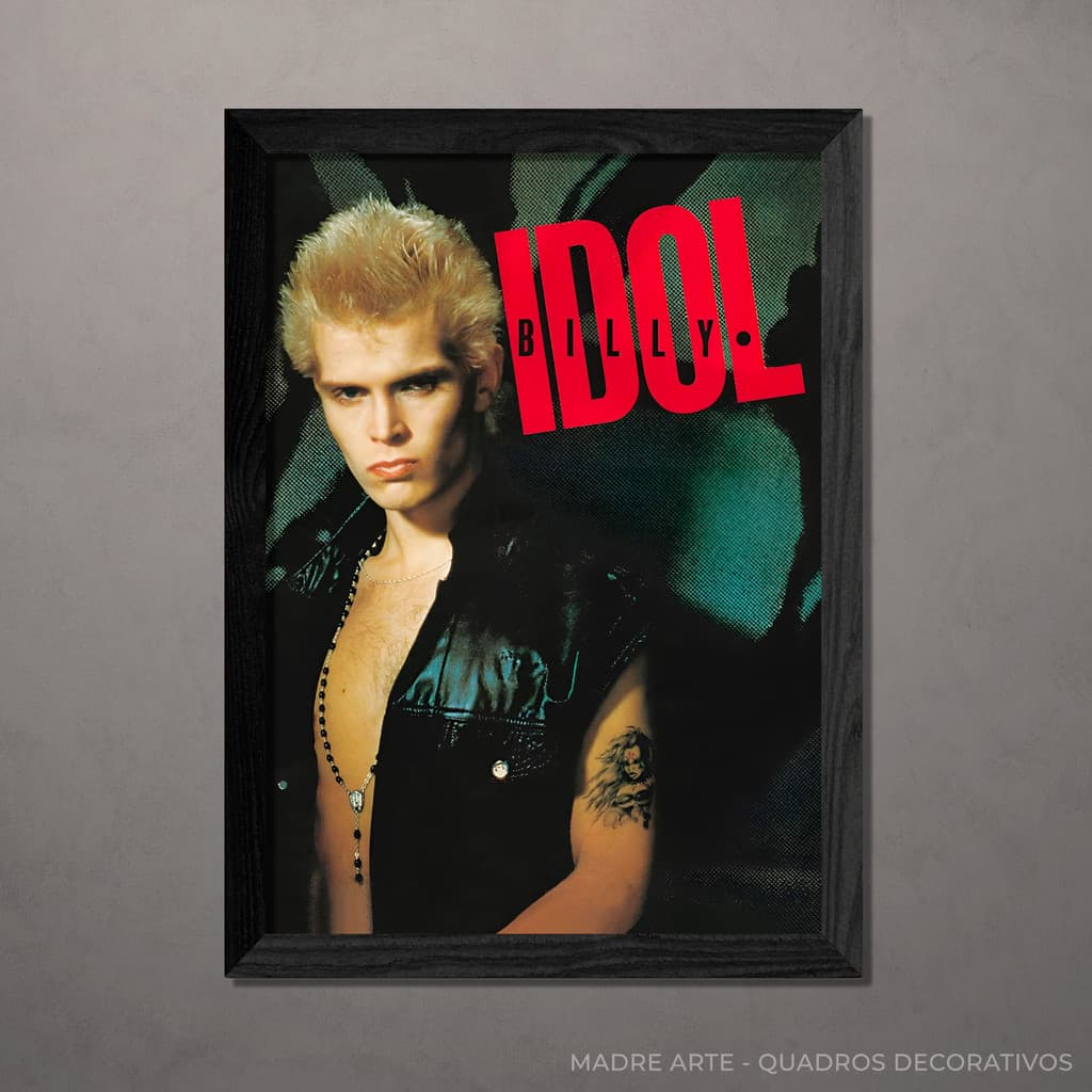 Quadro Decorativo Billy Idol A4 Com Vidro