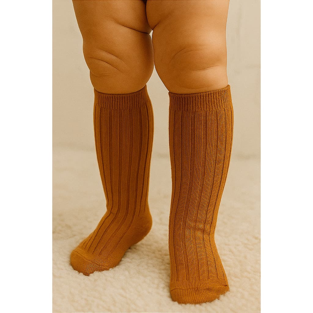 Meia de Bebê 3/4 Unissex Caramelo Meia Infantil Caramelo Exclusivo