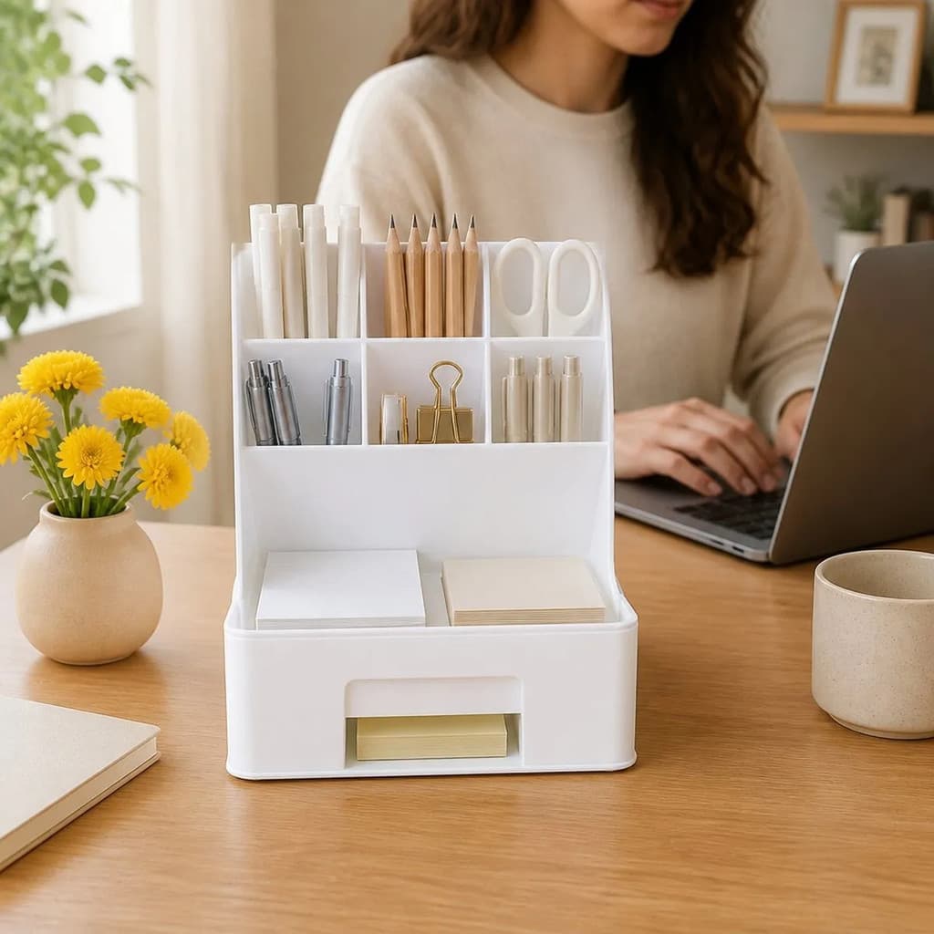 Organizador Mesa Escritório Lápis Caneta Gaveta Multiuso Porta Clips 10 Divisórias Home Office