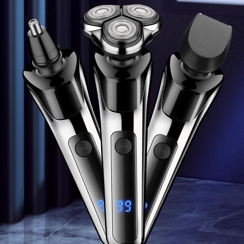 Barbeador elétrico masculino recarregável com 3 lâminas com cupom - Variação: