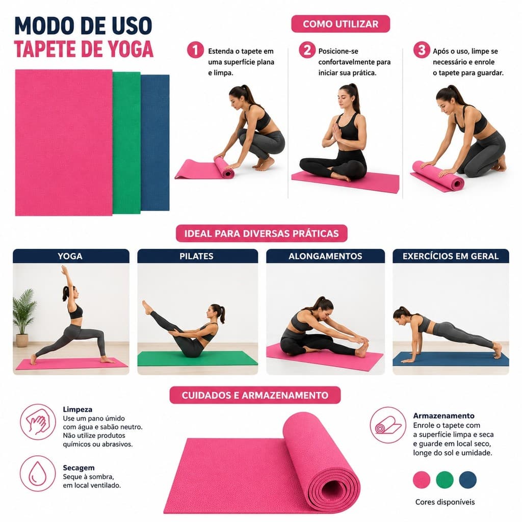 Tapete de Yoga Profissional Antiderrapante para Treinos (vermelho)