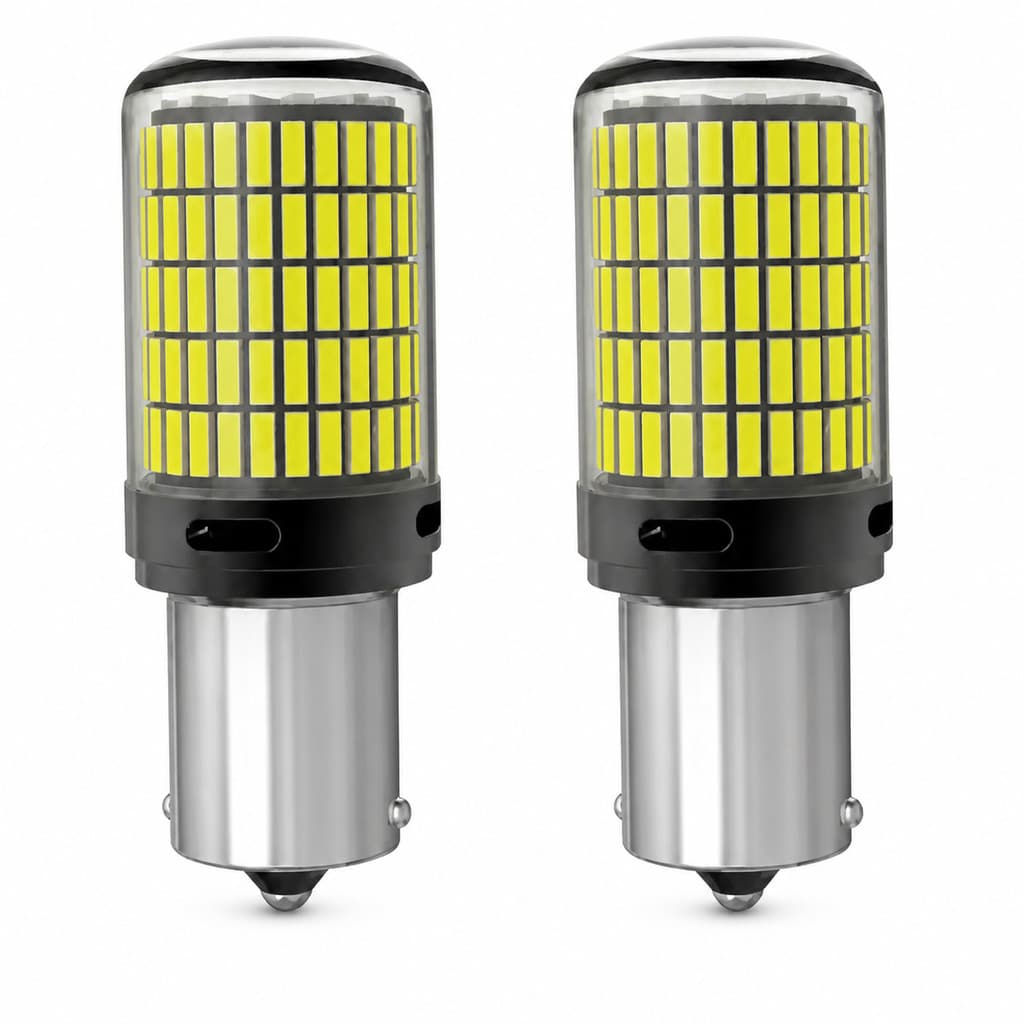 Kit 2 Lâmpadas LED Luxbeam 1156 BA15S 1 Polo 144 SMD Canbus 12V Branca