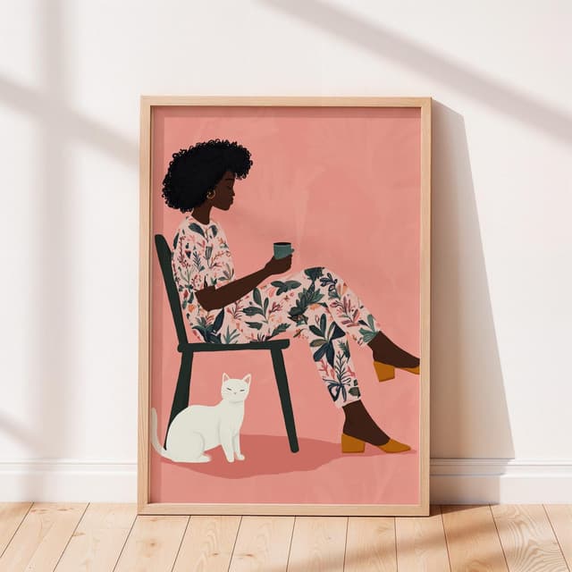 Quadro Decorativo com Moldura para Sala Quarto Escritório Minimalista Moderno - Aconchego Tropical
