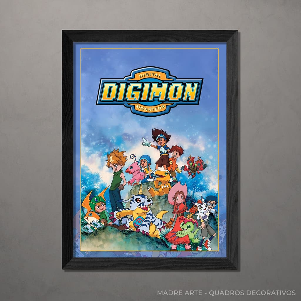 Quadro Decorativo Digimon - MOD1 A4 Com Vidro