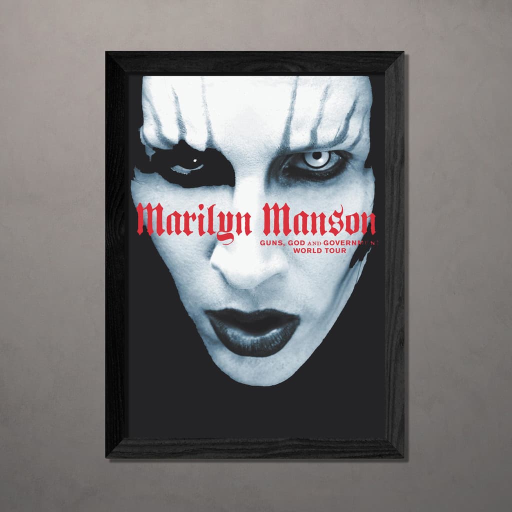 Quadro A4 Marilyn Manson Guns God Com Vidro