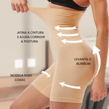 Short Cinta Modeladora ORIGINAL Empina Bumbum com 4 Barbatanas de Compressão Afina Cintura