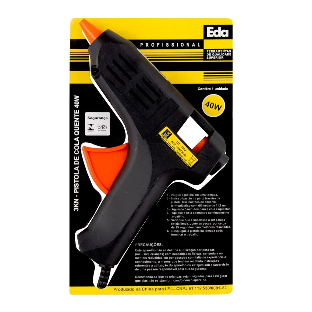 Pistola de Cola Quente 40W Grande com Suporte Eda