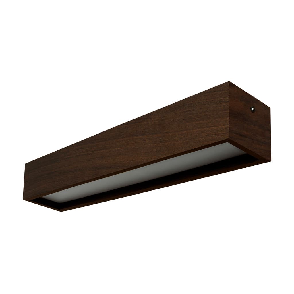 Plafon Retangular 64x13cm Luminária Sobrepor Madeira 2 Soquete G13 Sala Quarto Cozinha Corredor