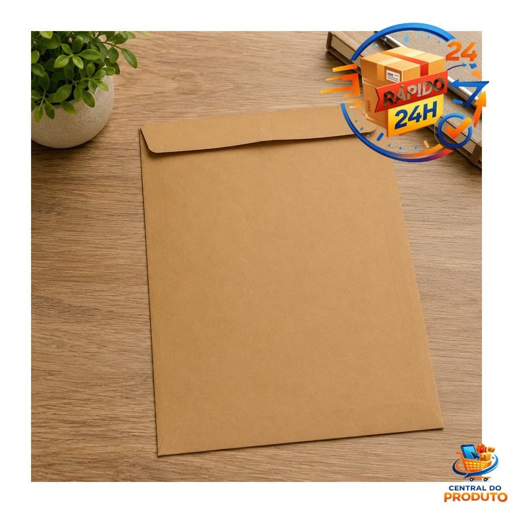 Caixa com 250 Envelopes Pardo 229x324mm Armazenamento Documentos A4 Alta Resistência