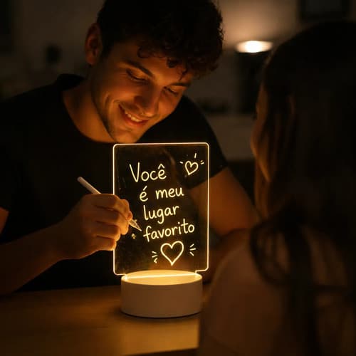 Lousa Mágica LED para Recados com Caneta Neon e USB