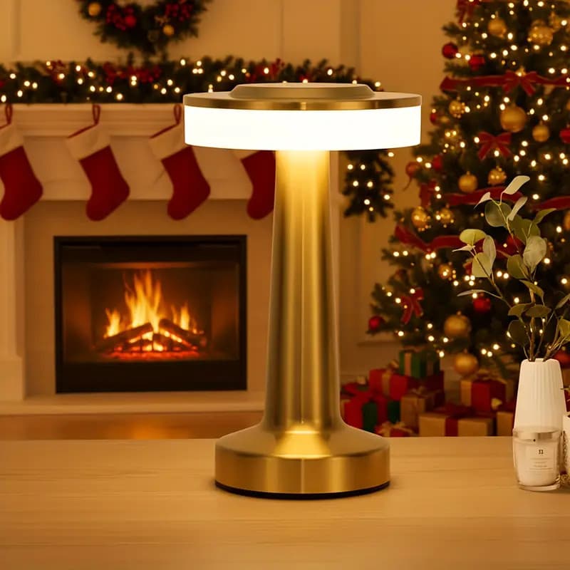 Candeeiro de mesa LED de Metal portátil, controle de toque de 3 cores Avaliação da loja - Ouro Rosa