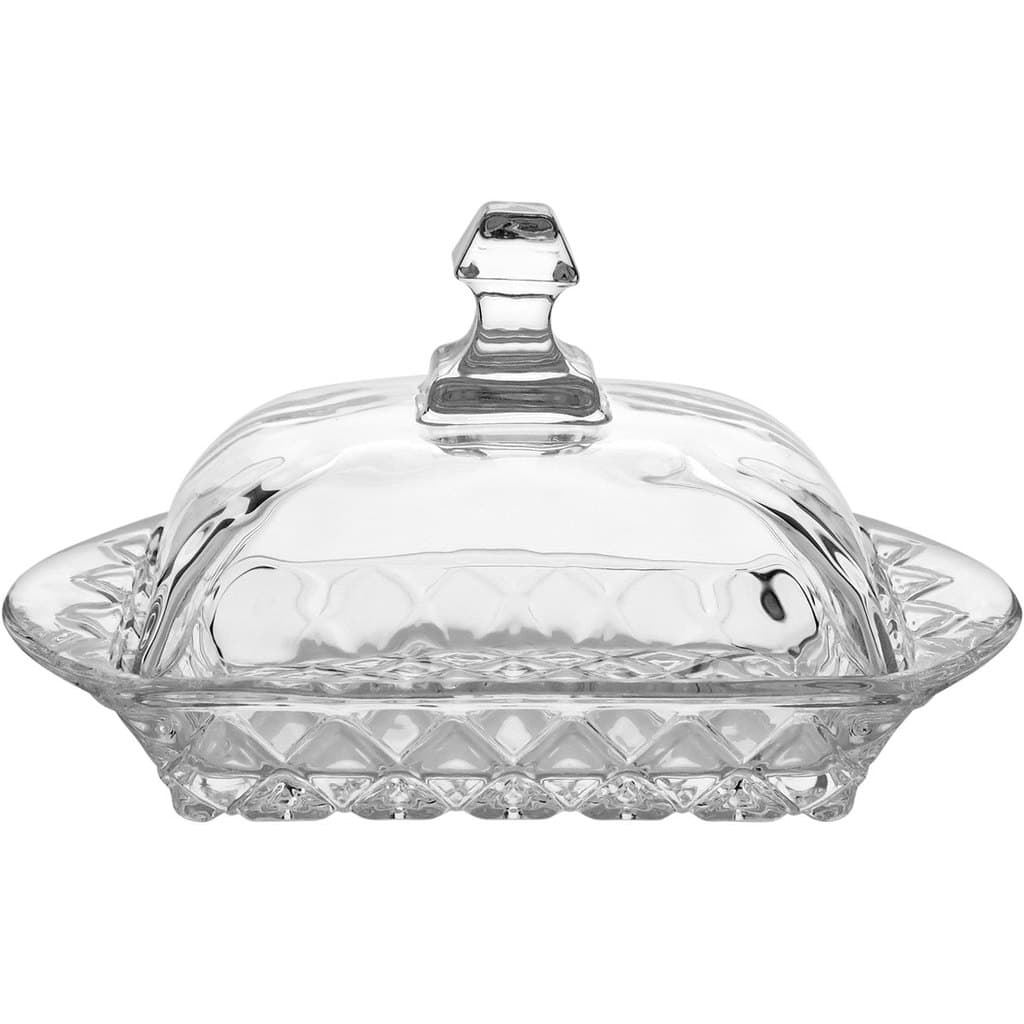 Queijeira Vidro 9x17x17cm Transparente Home&Co Tampa Servir Queijo Manteiga Mesa