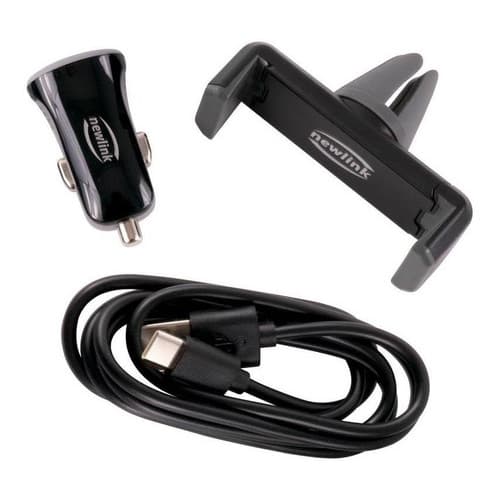 Kit Newlink Carregador Veicular Tipo C E Suporte Celular