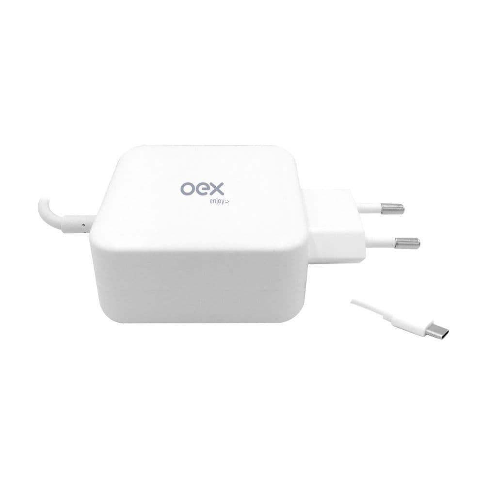 Fonte Carregador Turbo 65W Oex CG204 Tipo C Para Notebook Macbook e Celular Bivolt Automático