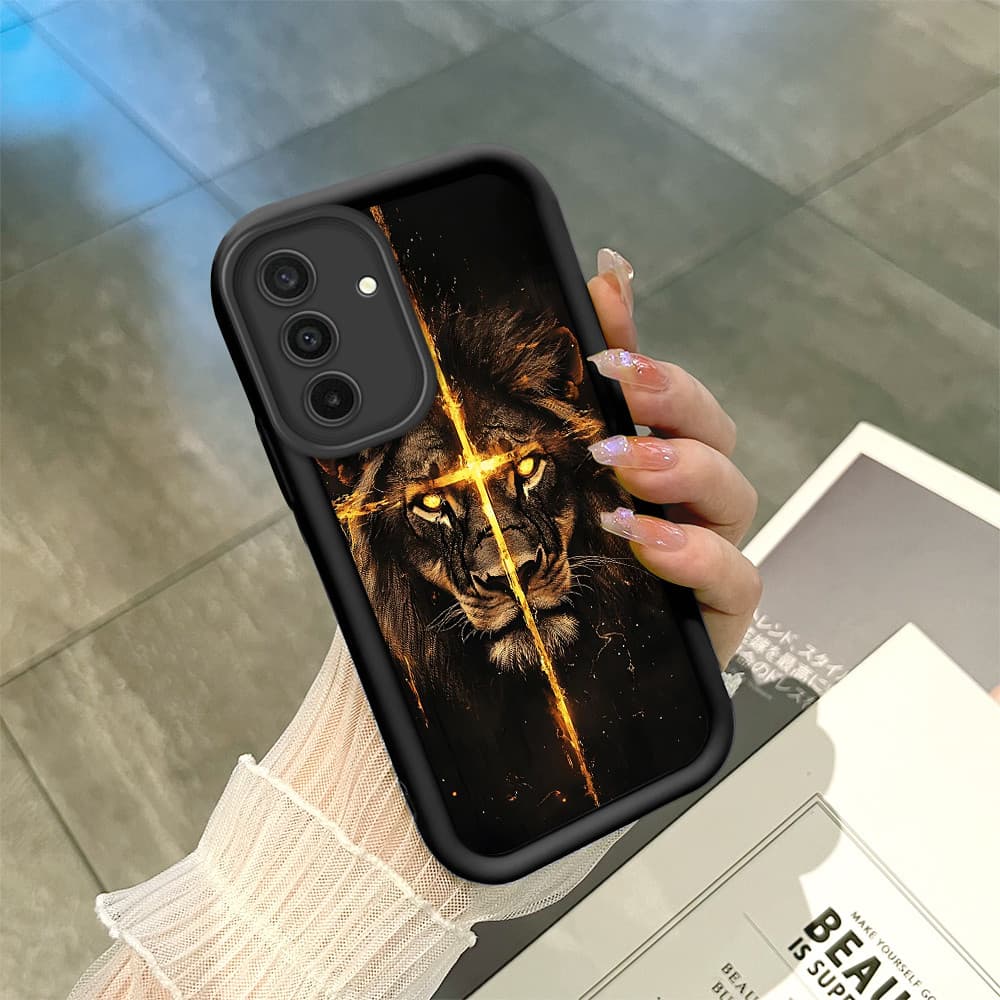 Capa Para Samsung Galaxy A17 A26 4G 5G Capinha De Celular Macia Preta Silicone Jesus Leão TY7514