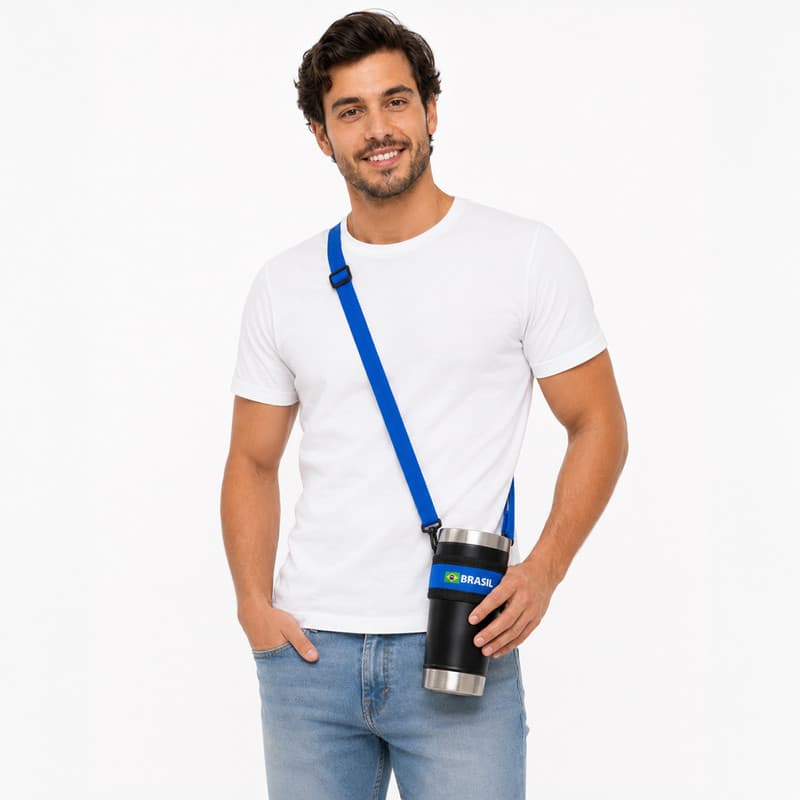 Alça Para Copo Térmico Tirante Brasil Copo De Festa Churrasco Praia Cerveja Premium