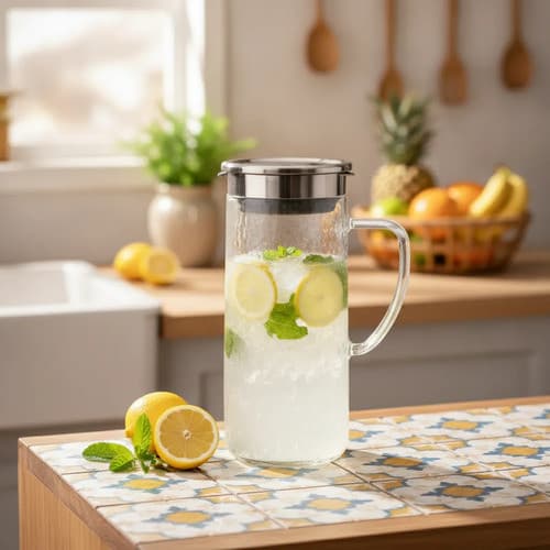 Jarra de Vidro com Tampa Hermética 1,5L Água Suco Suco