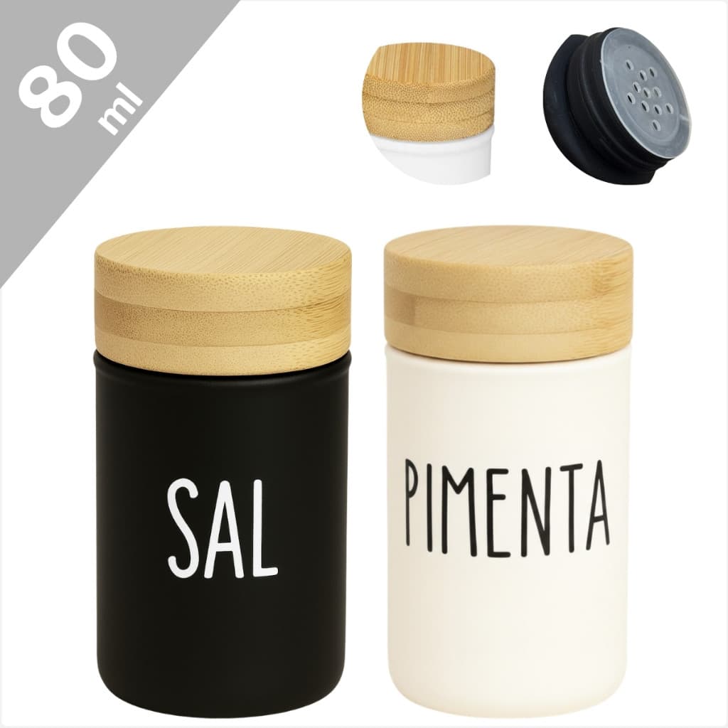 Kit Saleiro Sal e Pimenta Para Mesa Cozinha Uso Diario - Doha