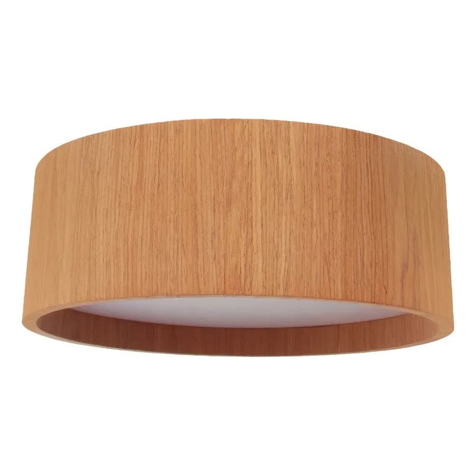 Plafon Redondo 30cm Luminária Sobrepor Madeira Moderna 2 Soquete E27 Sala Quarto Cozinha Corredor