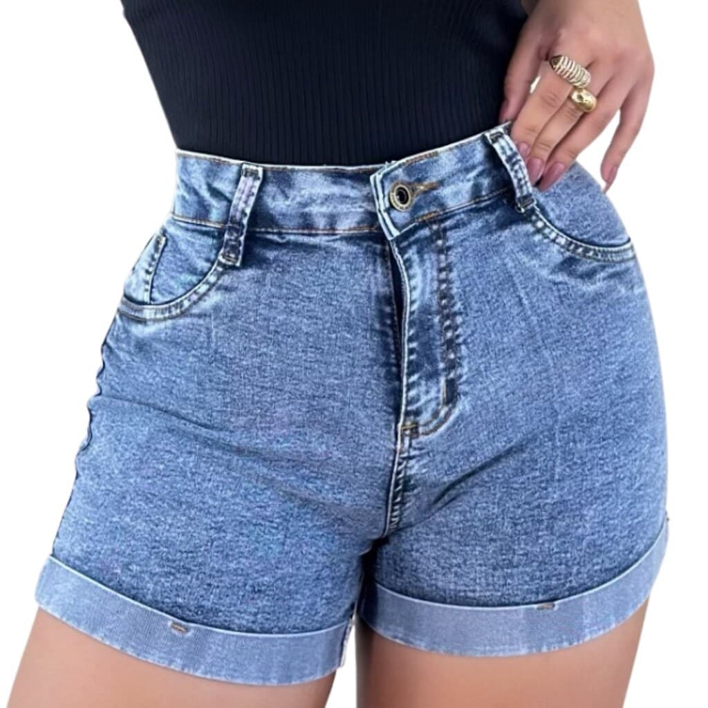 Short Jeans Feminino Comfort Cintura Alta com Lycra Escuro, Jack