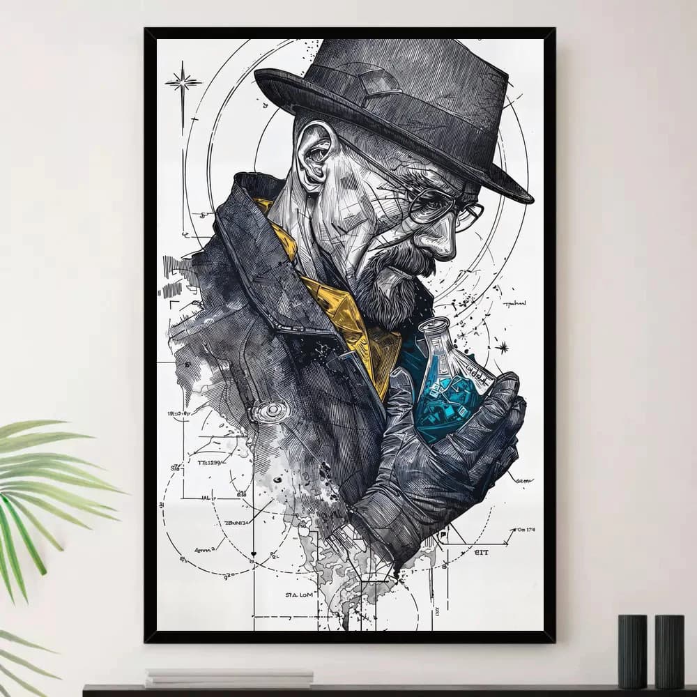 Quadro Placa Decorativa Arte Minimalista Neutra para Quarto em Branco e Azul-Marinho