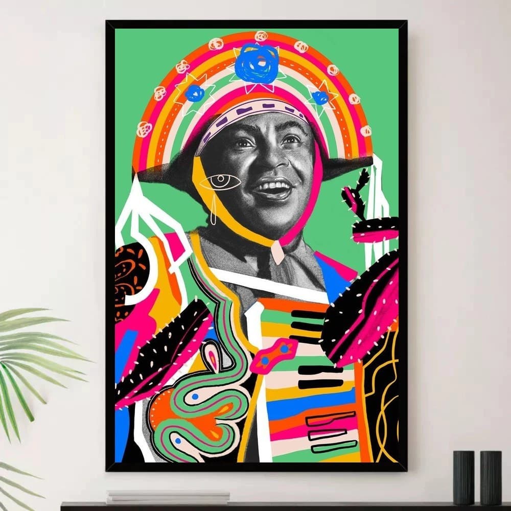 Quadro Placa Decorativa Composição Vibrante Linhas Sofisticadas em Turquesa e Branco
