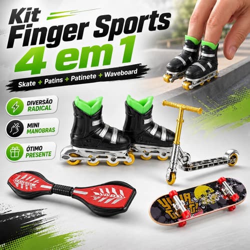 Kit 4 em 1 Skate Dedo Patins Patinete Waveboard Brinquedos