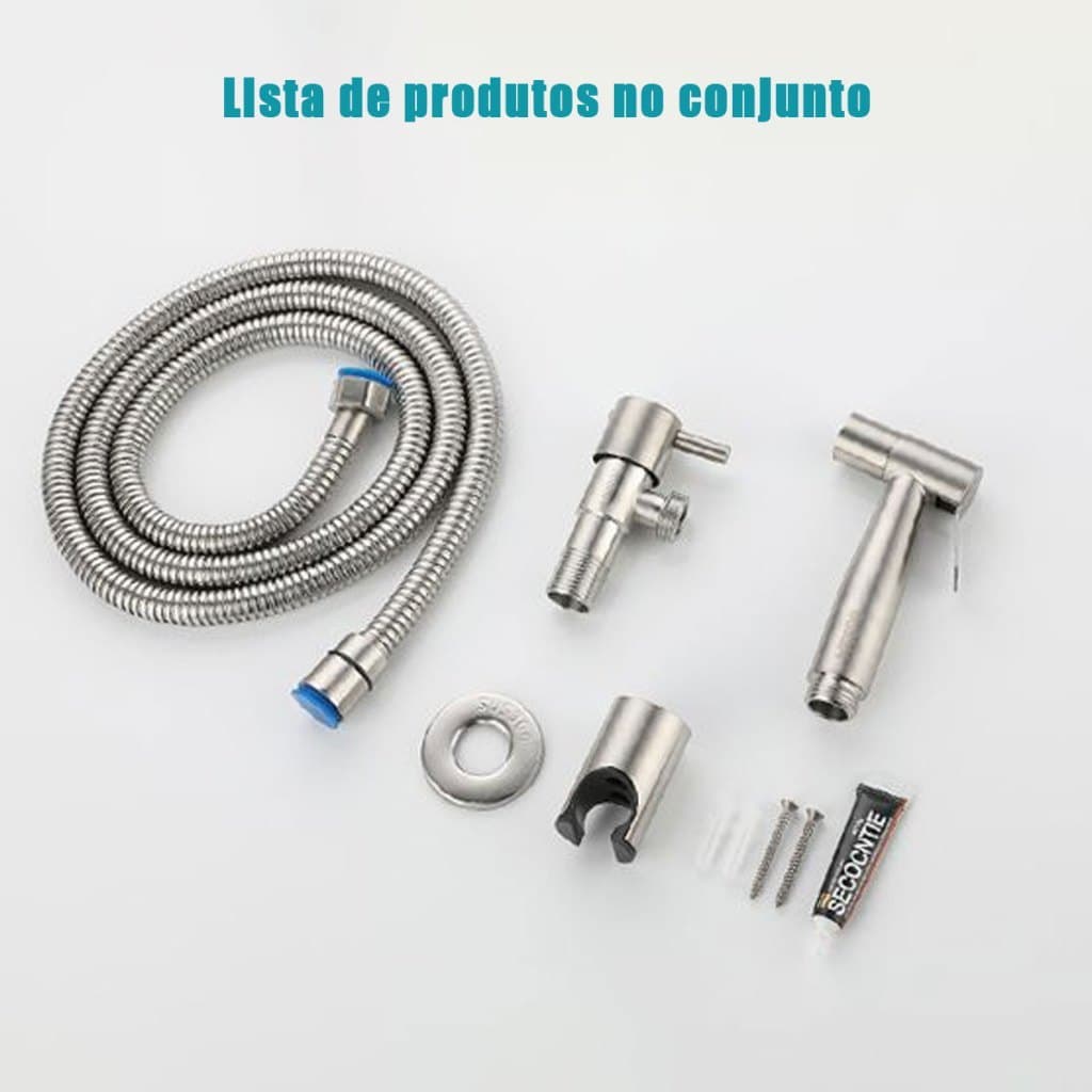 Kit de Ducha Higienica Para Banheiro 1,2m completa Luxo Metal inox nucleo da valvula 4.91mil+ Vendido(s) - Variação: