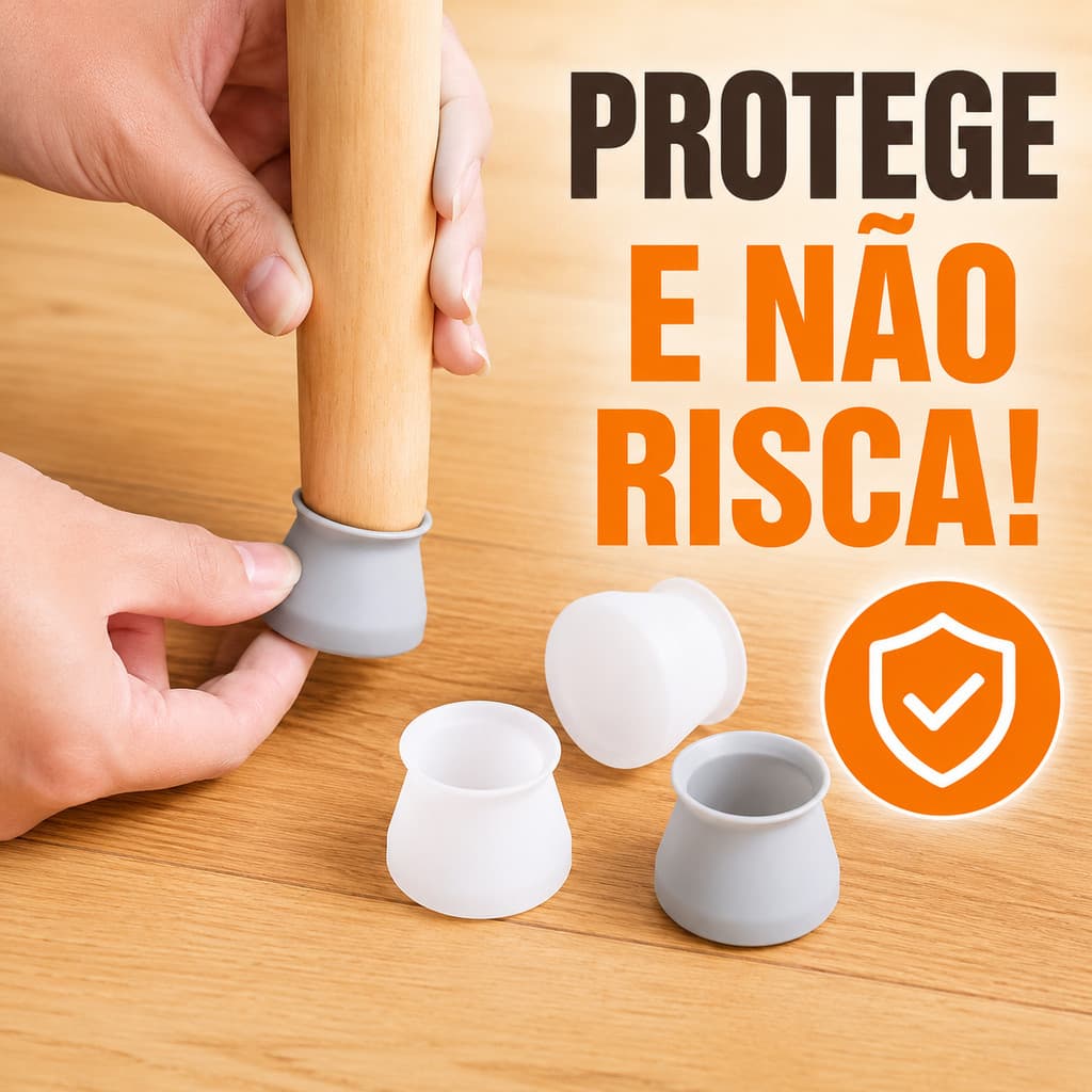 Protetor De Pé De Cadeira Silicone Kit 4 Peças Anti Derrapante Anti Ruído Para Móveis