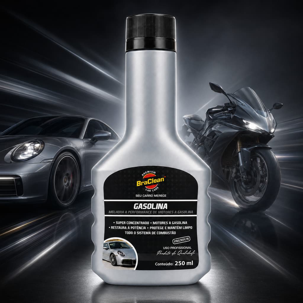 Aditivo Gasolina BraClean 250ml Para Gol Uso Veicular Via Tanque Sistema De Combustível Motor Em Dia