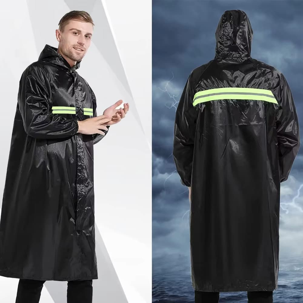 Capa de chuva de uma peça longo adulto reflexivo engrossado estendido ao ar livre corpo inteiro à prova de chuva casaco