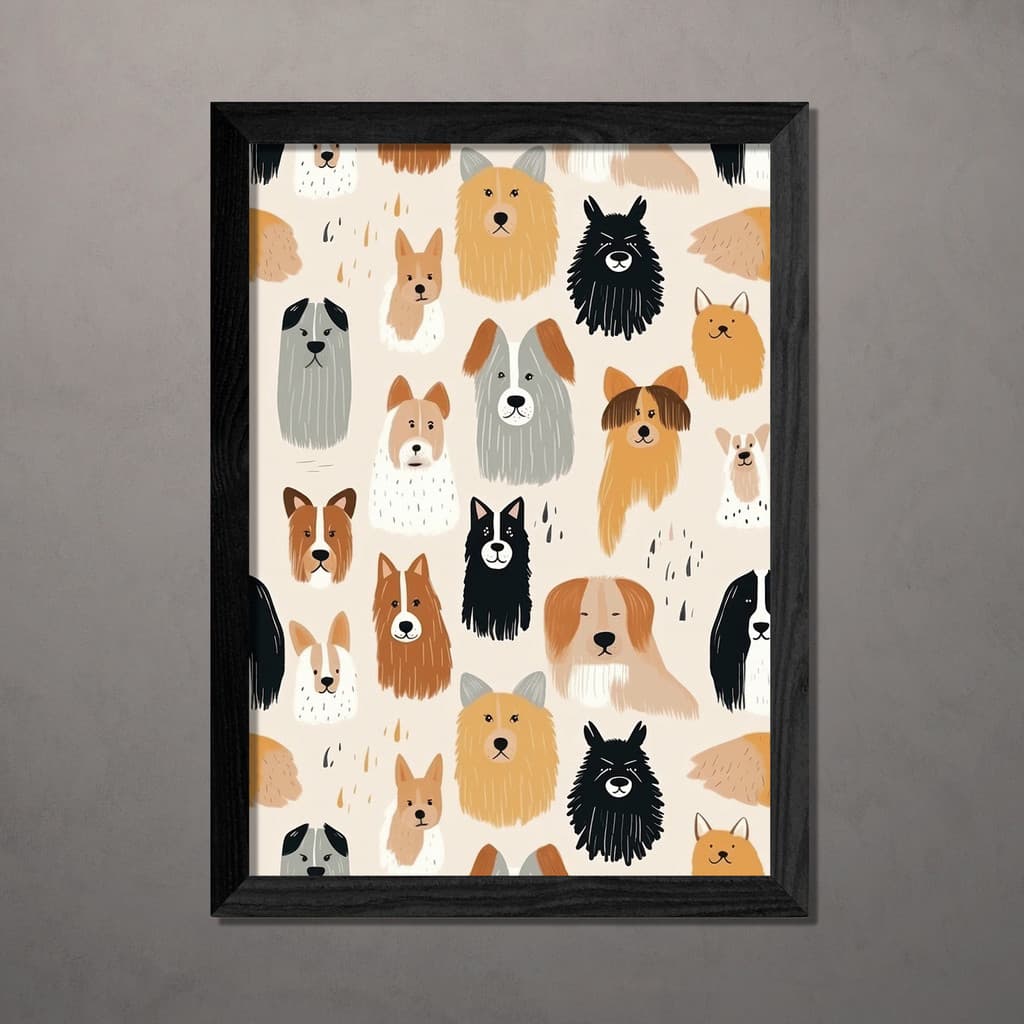 Quadro Decorativo Cachorros A4 Com Vidro