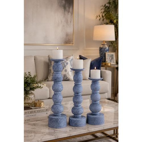Candelabro Azul Elegante Para Decoração De Ambientes 39x13 SR02G - CASTICAL BALL BLUE 13X13X39 G