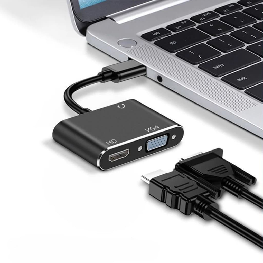 Adaptador USB 3.0 para HDMI e VGA - Fly Ace FY-730, 10cm, Preto