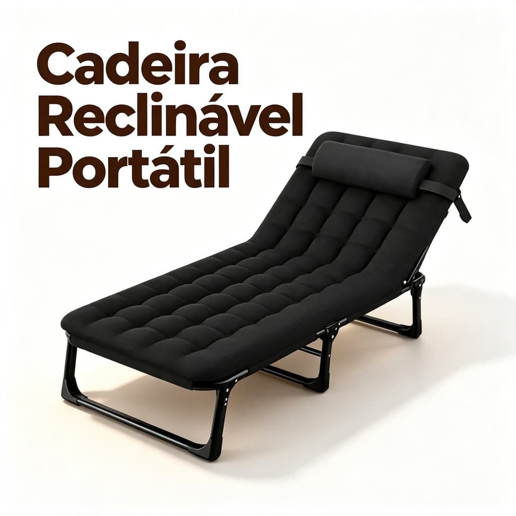 Cadeira Reclinável 4 Posições Dobrável com Design Confortável e Portátil