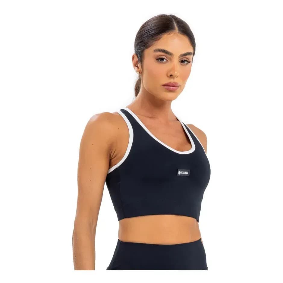 Top Feminino Manalinda Fitness Alças Cruzadas nas Costas Alta Sustentação Academia Treino Esportivo