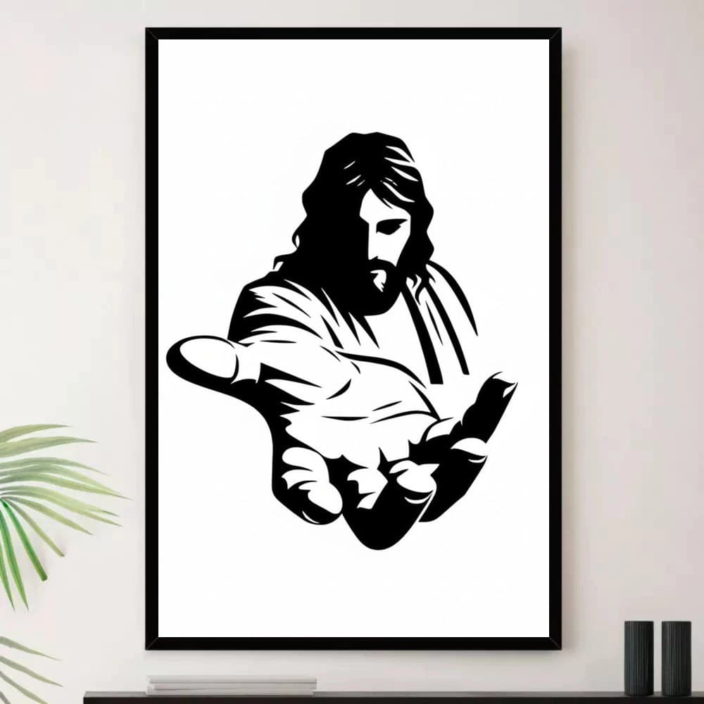 Quadro Placa Decorativa Arte Minimalista Neutra Cores Vibrantes em Cinza e Branco