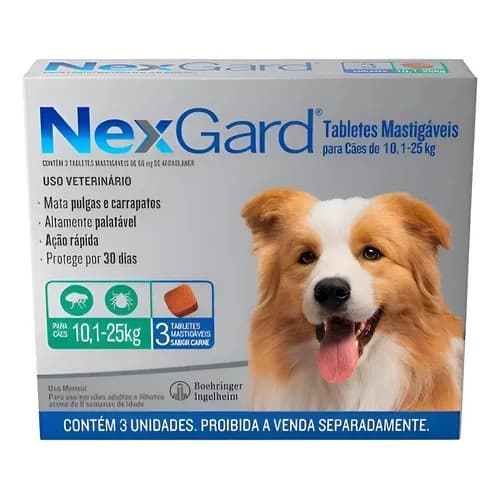 Nexgard Antipulgas e Carrapatos 10,1-25kg 3 Comprimidos