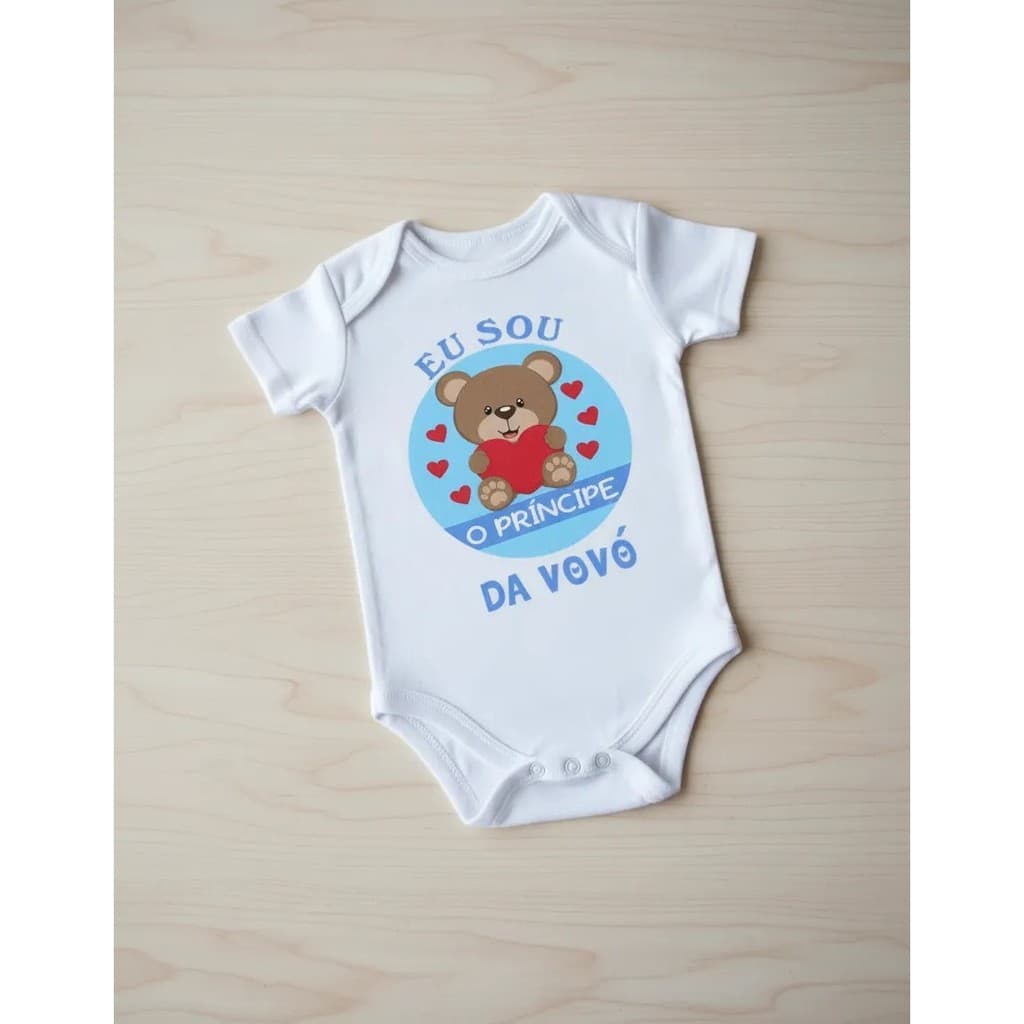 Body Bebê Personalizado Body Infantil Eu Sou O Príncipe Da Vovó Body Bebê Menino Presente Estampado Manga Curta P ao GG