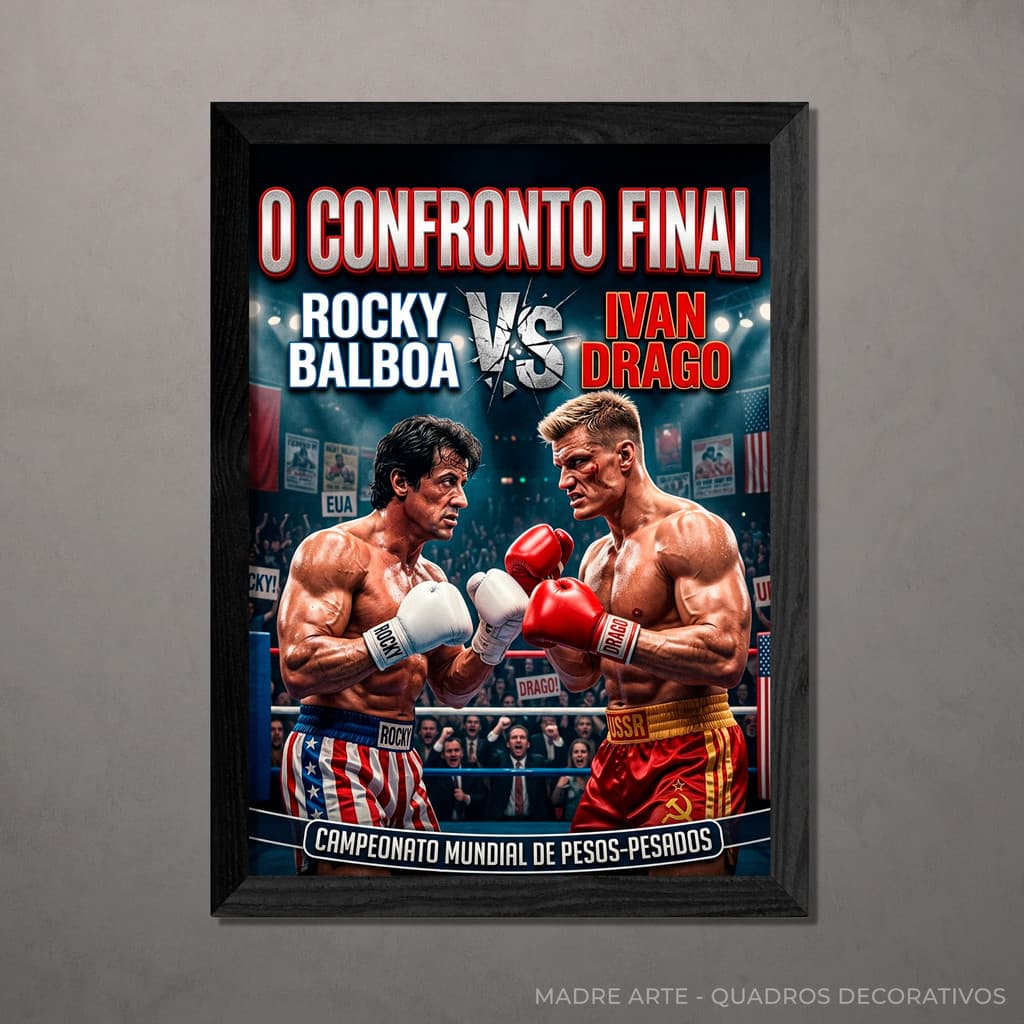 Quadro DecorativoRocky vs Drago A4 Com Vidro