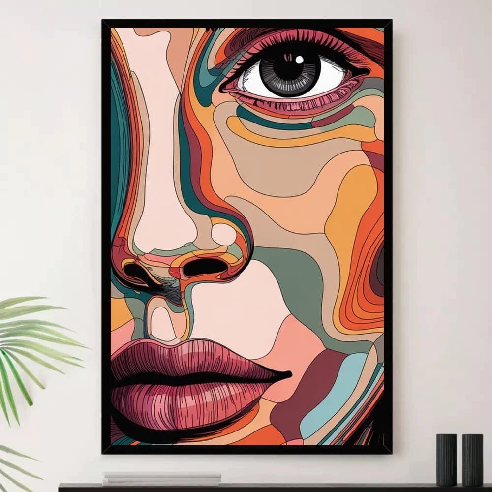 Quadro Placa Decorativa Composição em Tons Quentes em Terracota, Verde e Branco