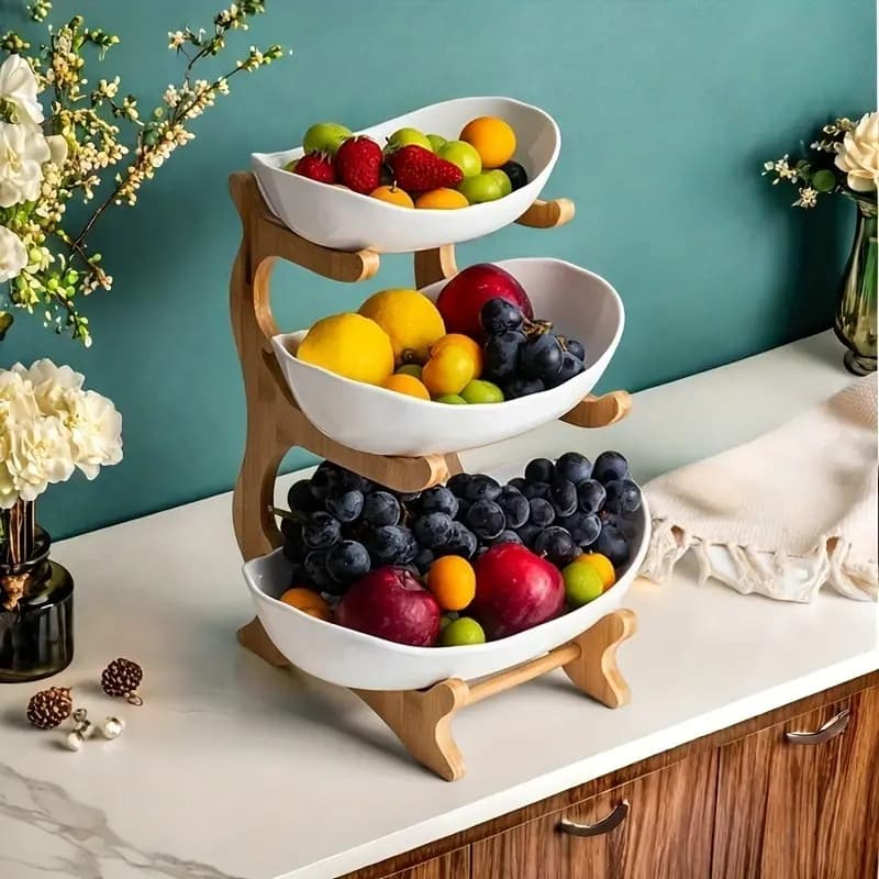 3 Andares Fruteira, Bandeja para Lanches, Suporte Decorativo no Pix - Três camadas