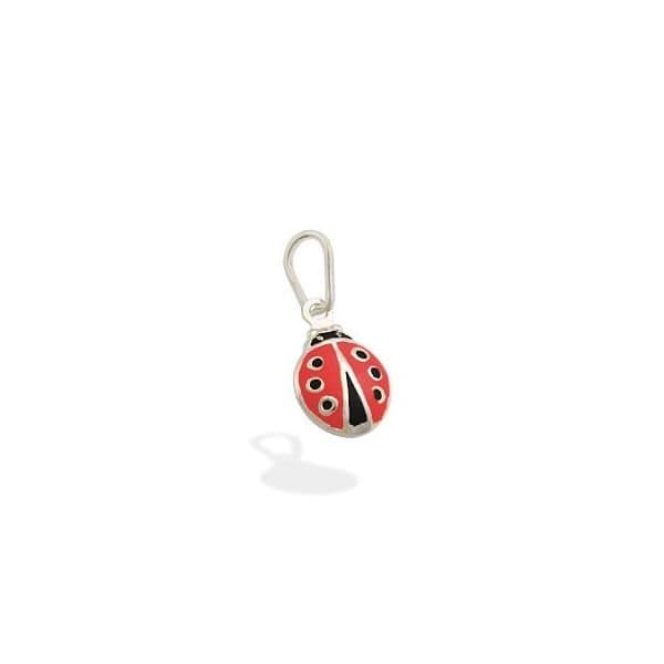 PINGENTE DE PRATA JOANINHA 10MM RESINA VERMELHA