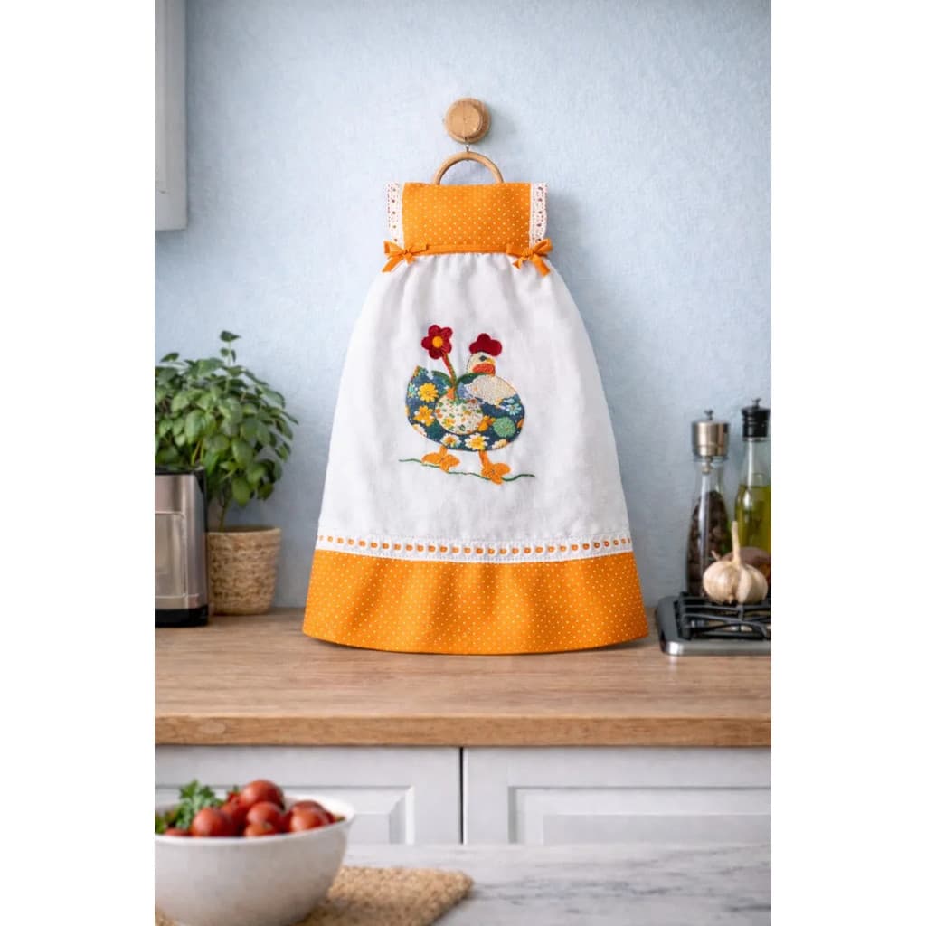 Kit 1 Pano Bate Mão Patchwork Cozinha Pendurar Estampado