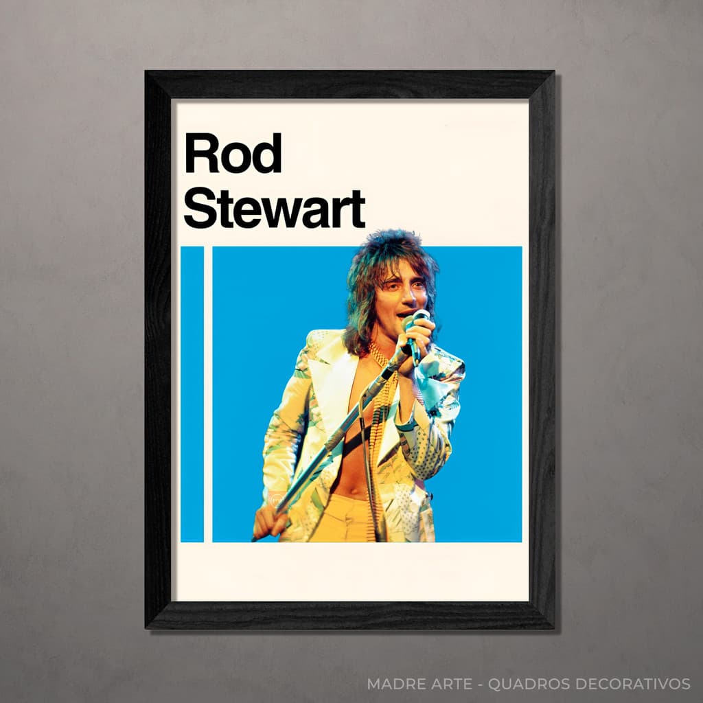 Quadro Decorativo Rod Stwart  Live A4 Com Vidro