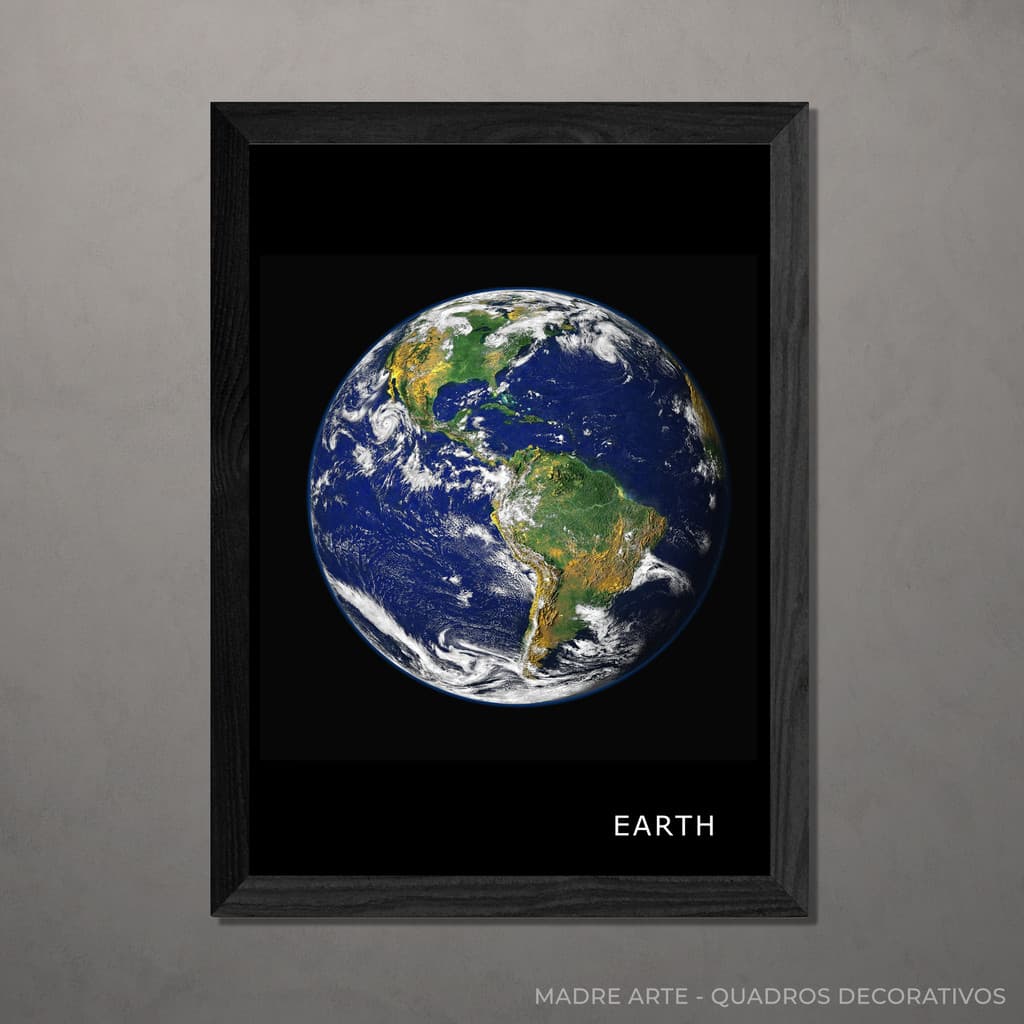 Quadro Decorativo Astronomia TERRA A4 Com Vidro