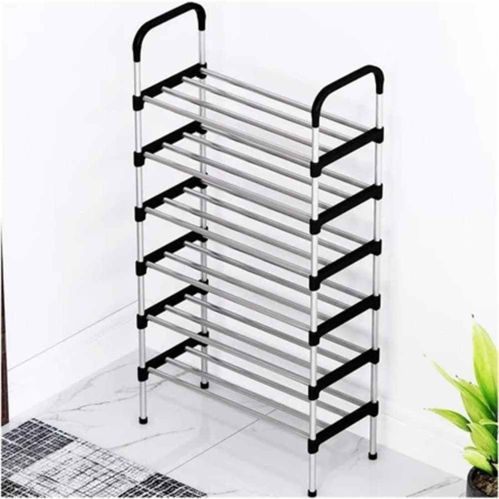 Sapateira Vertical Organizador 6 Prateleiras Aço Cromado Luxo Desmontável Multiuso