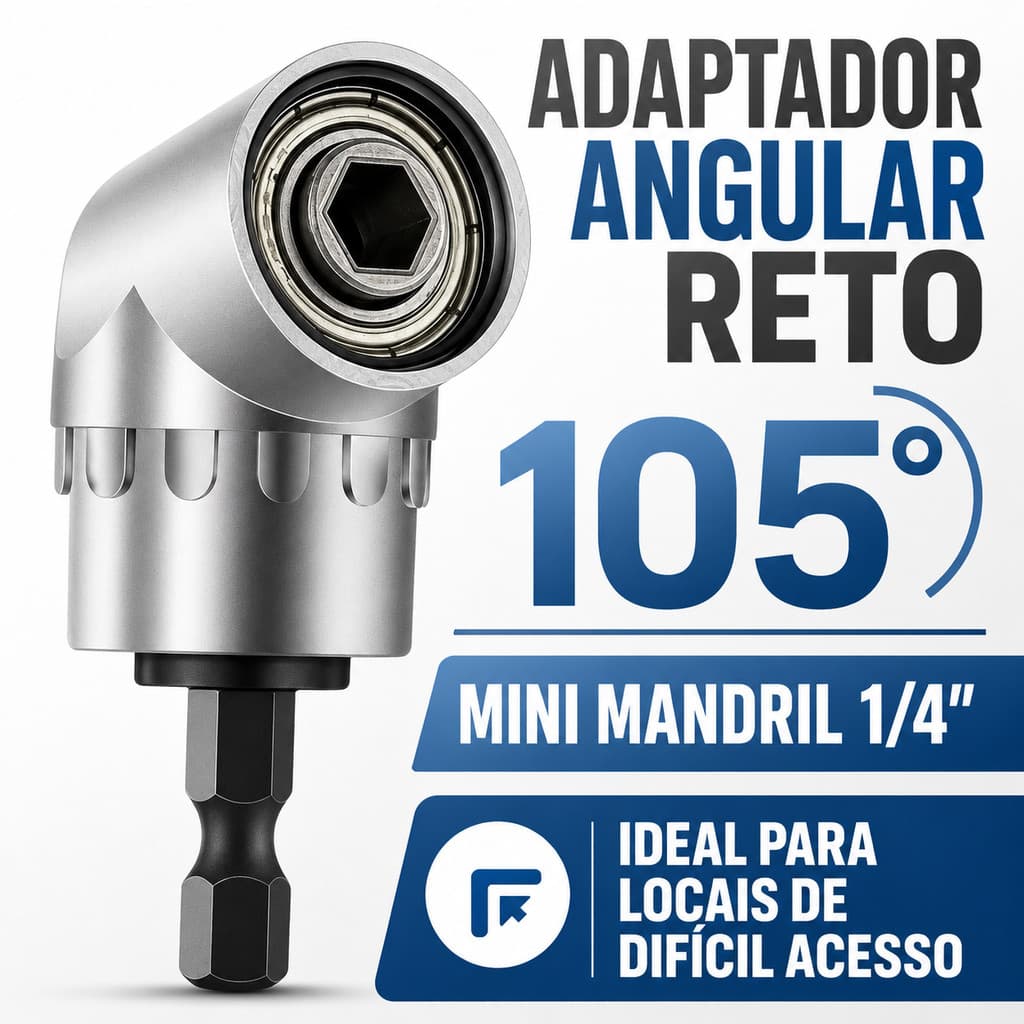 Adaptador Angular 105° Para Bits de Parafusadeira Furadeira Canto Estreito